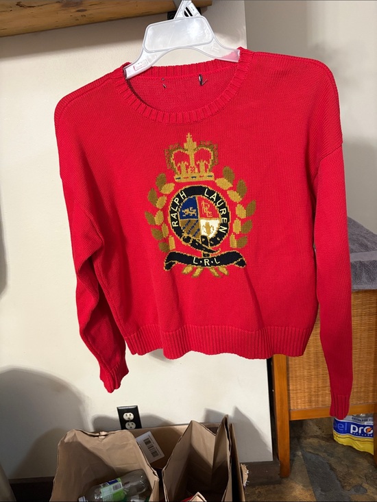Ralph Lauren Sweaters - Ralph Lauren Red Crewneck Sweater with Gold Crest